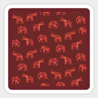 Dark Red Indian Elephants Sticker